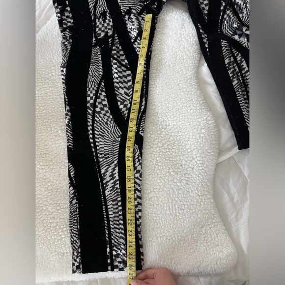 Halpern Tapered Sequin Trousers Black Silver Disco Party Nightclub Sz 28 - Picture 15 of 16